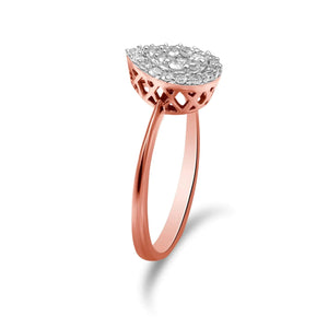 10K Rose Gold 3/8 Cttw Round - Cut Diamond Pear Promise Ring (I - J Color, I2 - I3 Clarity) - Rieworkes