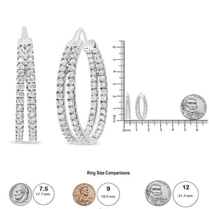 10K White Gold 1 1/2 Cttw Lab Grown Diamond Inside Out Double Row Split Criss Cross 3/4" Inch Hoop Earrings (G - H Color, SI1 - SI2 Clarity) - Rieworkes