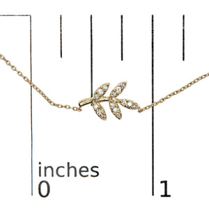 10K Yellow Gold 1/10 Cttw Diamond Leaf and Branch 18" Pendant Necklace (H - I Color, I1 - I2 Clarity) - Rieworkes