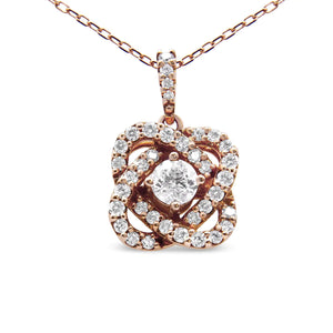 14K Rose Gold 1.00 Cttw Diamond Criss Cross Infinite Swirl "18" Pendant Necklace (H - I Color, SI2 - I1 Clarity) - Rieworkes