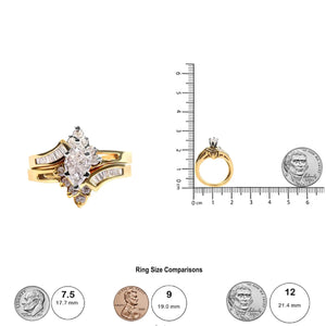 14K Two Tone 3/4 Cttw Diamond Engagement Ring Set (H - I Color, SI1 - SI2 Clarity) - Rieworkes