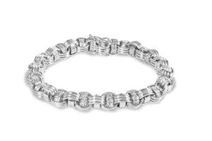14K White Gold 1/2 Cttw Diamond Knotted Byzantine Link Bracelet (H - I Color, I2 - I3 Clarity) - 7" Inches - Rieworkes