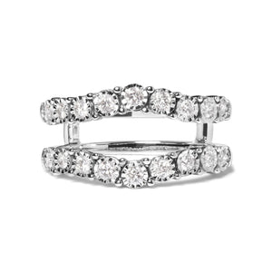 14k White Gold 1/2 Cttw Miracle Set Diamond Enhancer Wrap Ring Guard (H - I Color, I1 - I2 Clarity) - Rieworkes