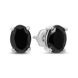 14K White Gold 1/2 Cttw Round Brilliant - Cut Black Diamond Classic 4 - Prong Stud Earrings with Screw Backs (Fancy Color - Enhanced, I2 - I3 Clarity) - Rieworkes