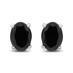 14K White Gold 1/2 Cttw Round Brilliant - Cut Black Diamond Classic 4 - Prong Stud Earrings with Screw Backs (Fancy Color - Enhanced, I2 - I3 Clarity) - Rieworkes