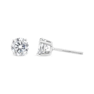 14k White Gold 1ct. TDW Solitaire Diamond Stud Earrings (I - J,I2) - Rieworkes