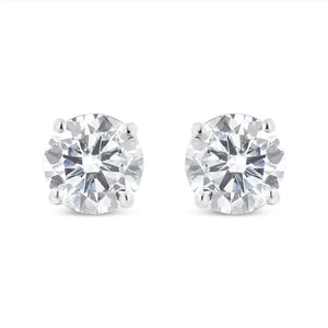 14k White Gold 1ct. TDW Solitaire Diamond Stud Earrings (I - J,I2) - Rieworkes