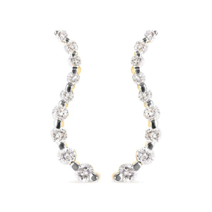 14K Yellow Gold 1.00 Cttw Round - Cut Diamond Graduated Journey Stud Earrings (I - J Color, I2 - I3 Clarity) - Rieworkes