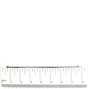 14K Yellow Gold Natural Rainbow Gemstone Sapphire and Tsavorite Tennis Bracelet - 7" Inches - Rieworkes