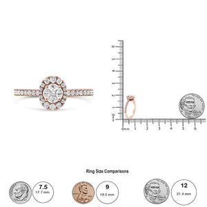 18K Rose Gold 1/2 Cttw Composite Marquise Composite Diamond Oval Shaped Halo Engagement Ring (F - G Color, VS1 - VS2 Clarity) - Rieworkes