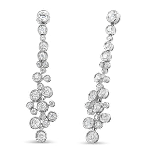 18K White Gold 3.15 Cttw Round Diamond Waterfall Drop Dangle Stud Earrings (H - I Color, VS1 - VS2 Clarity) - Rieworkes