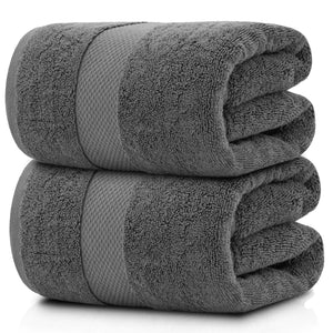 2 Pack Luxury Soft Bath Sheet Towels 650 GSM Extra Large 35x70 inch Grey Color - Rieworkes