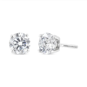 .925 Sterling Silver 1/2 Cttw Miracle Set Princess - cut Diamond Solitaire Stud Earrings (H - I Color, SI2 - I1 Clarity) - Rieworkes