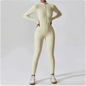Women's Long-Sleeve Zipper Yoga Jumpsuit