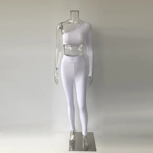 Women’s Yoga Set: One-Shoulder Top & Leggings
