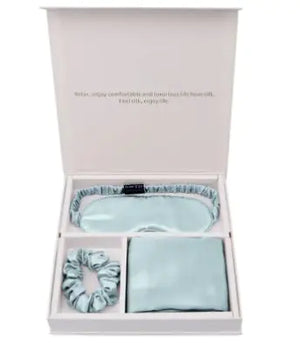 Luxury Silk Sleep Gift Set: Eye Mask, Pillowcase & Scrunchie in Gift Box