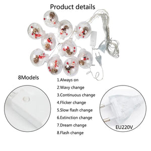 Curtain String Light Ball Santa Claus Rieworkes