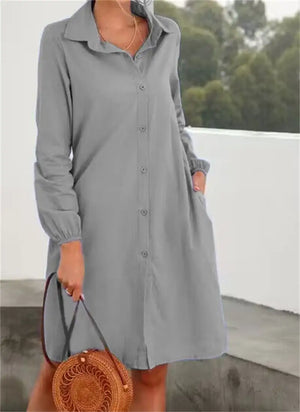 Long Sleeve Solid Color Cardigan and Skirt Set for Women