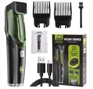 Washable Electric Vacuum Beard Trimmer: Mess-Free Wet & Dry Grooming with Auto-Suction! Rieworkes