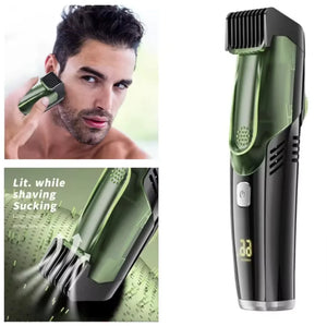 Washable Electric Vacuum Beard Trimmer: Mess-Free Wet & Dry Grooming with Auto-Suction! Rieworkes