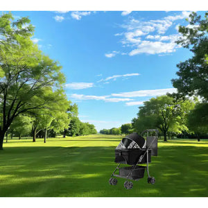 2 In 1 Folding Dog Stroller, Pet Folding Stroller, 4 Wheels Dog Cat Puppy Stroller W Removable Travel Carrier For Small Medium Pet, Waterproof Pad, Car Seat, Sun Shade, Xmas Christmas Gift