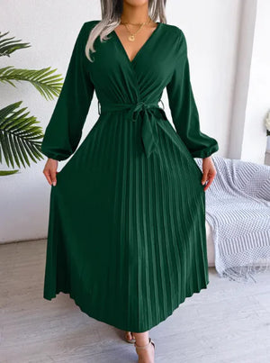Elegant Cross Pleated Maxi Dress