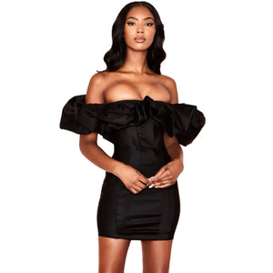ZL1922 Women's Sexy Club Bubble Collar Dress