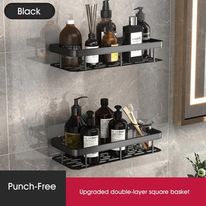 Easy Mount Bath Organizer: No-Drill Wall-Mounted Shelves