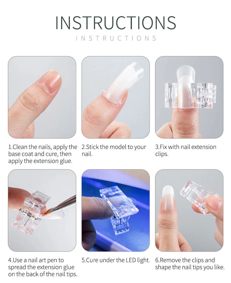 10 PCS Nail Tips Clip Quick Building Poly Builder Gel DIY Extension Clamp Clips - Rieworkes