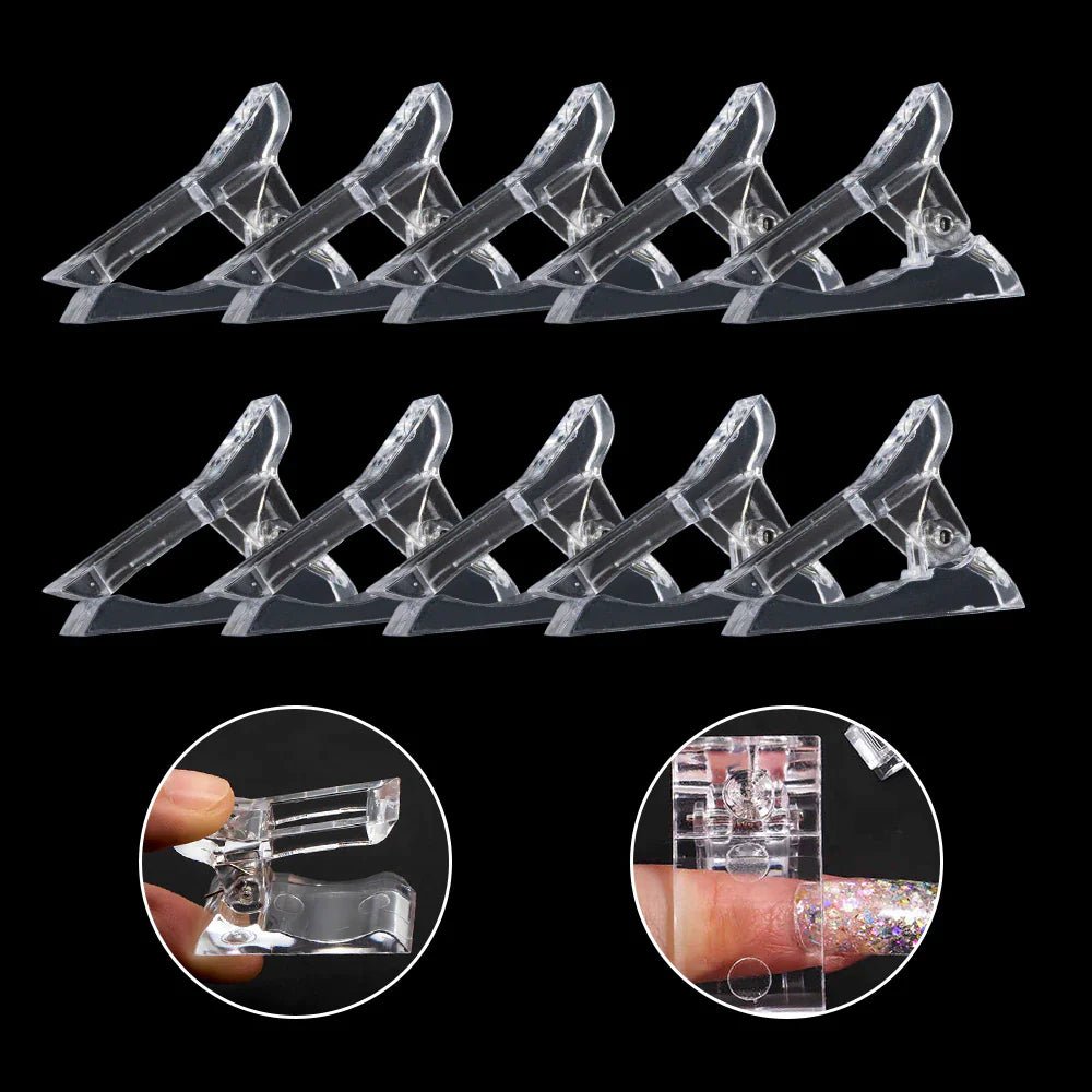 10 PCS Nail Tips Clip Quick Building Poly Builder Gel DIY Extension Clamp Clips - Rieworkes