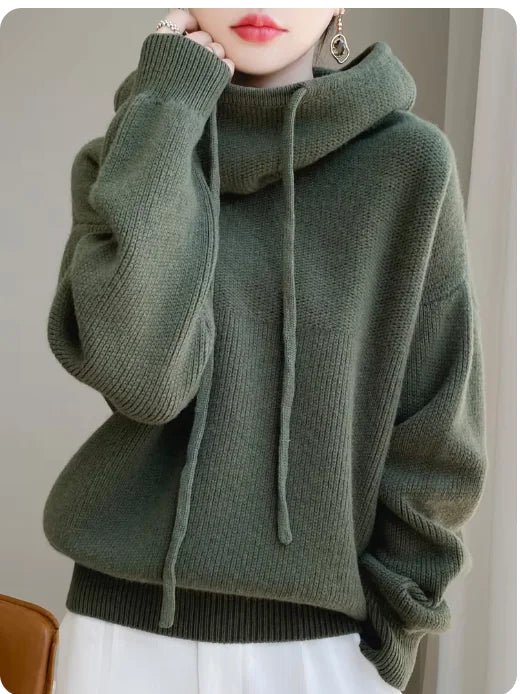 100% Australia Wool Women&#39;s Hooded Sweater Long Sleeve Pullovers New Arrivals Knitted Jumper Cashmere New In Sweatshirts Fashion - Rieworkes