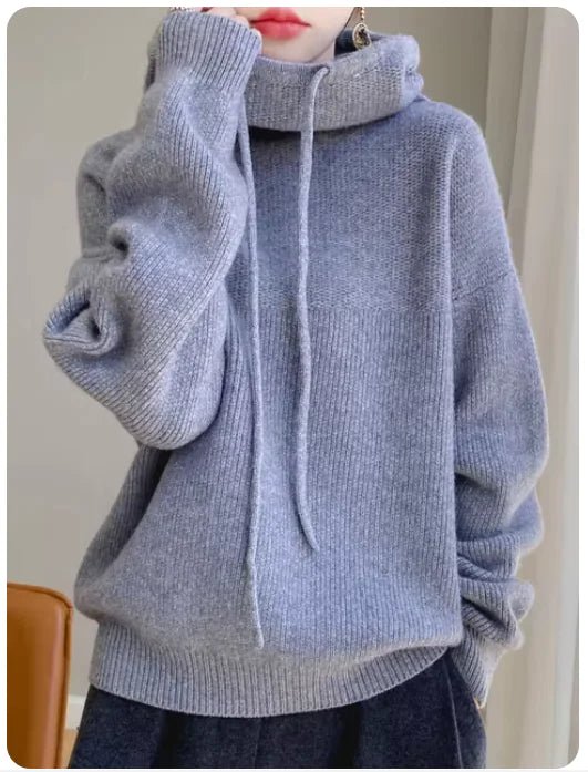 100% Australia Wool Women&#39;s Hooded Sweater Long Sleeve Pullovers New Arrivals Knitted Jumper Cashmere New In Sweatshirts Fashion - Rieworkes