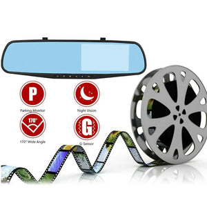 1080P HD Rearview Mirror Car DVR Dual Dash Cam Camera Front Rear Video Recorder - Rieworkes