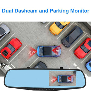 1080P HD Rearview Mirror Car DVR Dual Dash Cam Camera Front Rear Video Recorder - Rieworkes
