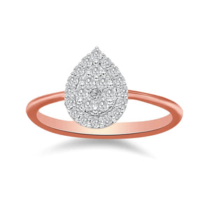 10K Rose Gold 3/8 Cttw Round - Cut Diamond Pear Promise Ring (I - J Color, I2 - I3 Clarity) - Rieworkes