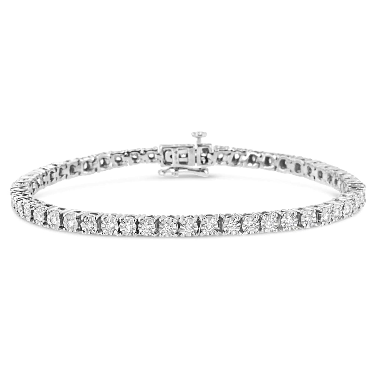 10K White Gold 1/2 Cttw Real Diamond Illusion - Set Miracle Plate Tennis Bracelet (I - J Color, SI2 - I1 Clarity) - Size 7.5&quot; - Rieworkes