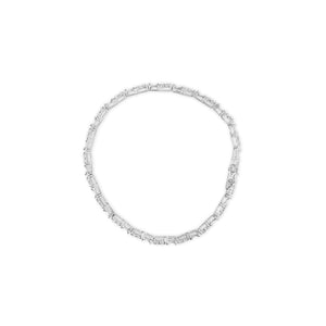 10K White Gold 1/2 Cttw Round and Channel Set Baguette Diamond Alternating Link 7" Bracelet (H - I Color, I2 - I3 Clarity) - Rieworkes