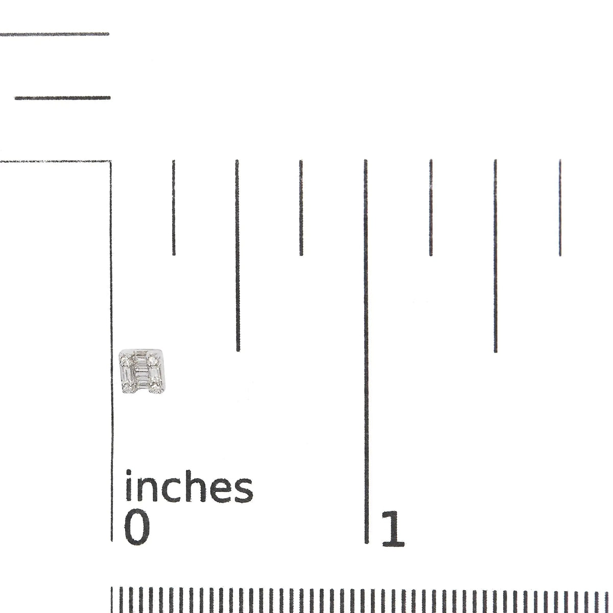 10K White Gold 1/7 Cttw Round and Baguette Diamond Mosaic Square Stud Earrings (H - I Color, I1 - I2 Clarity) - Rieworkes