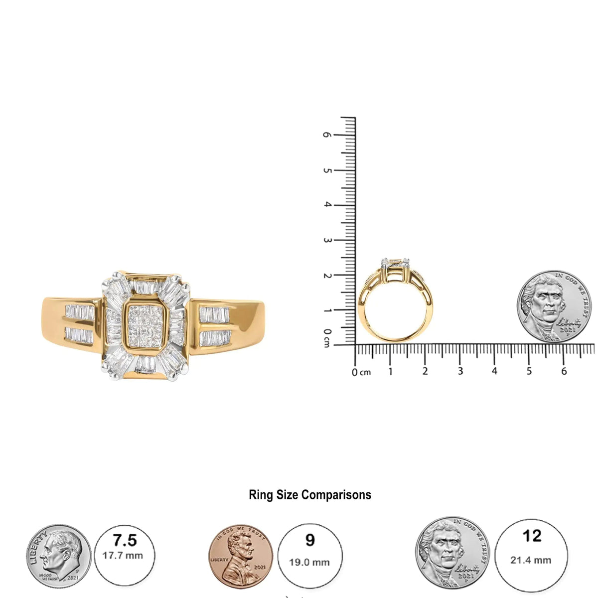 10K Yellow Gold 1/2 Cttw Diamond Composite and Halo Ring (H - I Color, SI1 - SI2 Clarity) - Rieworkes