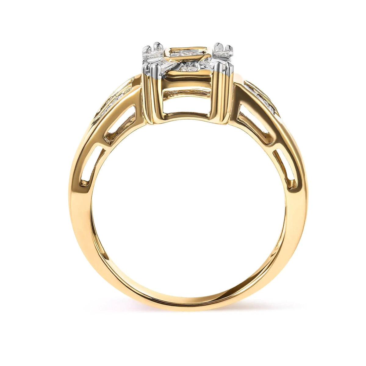 10K Yellow Gold 1/2 Cttw Diamond Composite and Halo Ring (H - I Color, SI1 - SI2 Clarity) - Rieworkes