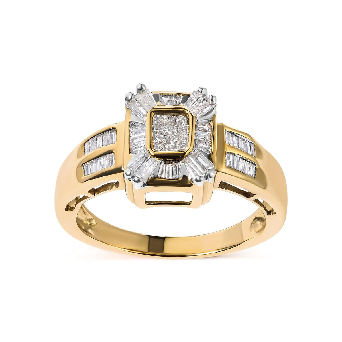 10K Yellow Gold 1/2 Cttw Diamond Composite and Halo Ring (H - I Color, SI1 - SI2 Clarity) - Rieworkes