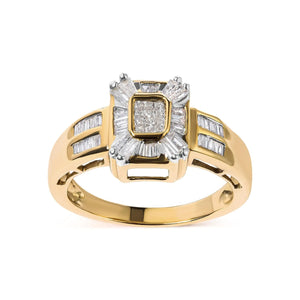 10K Yellow Gold 1/2 Cttw Diamond Composite and Halo Ring (H - I Color, SI1 - SI2 Clarity) - Rieworkes