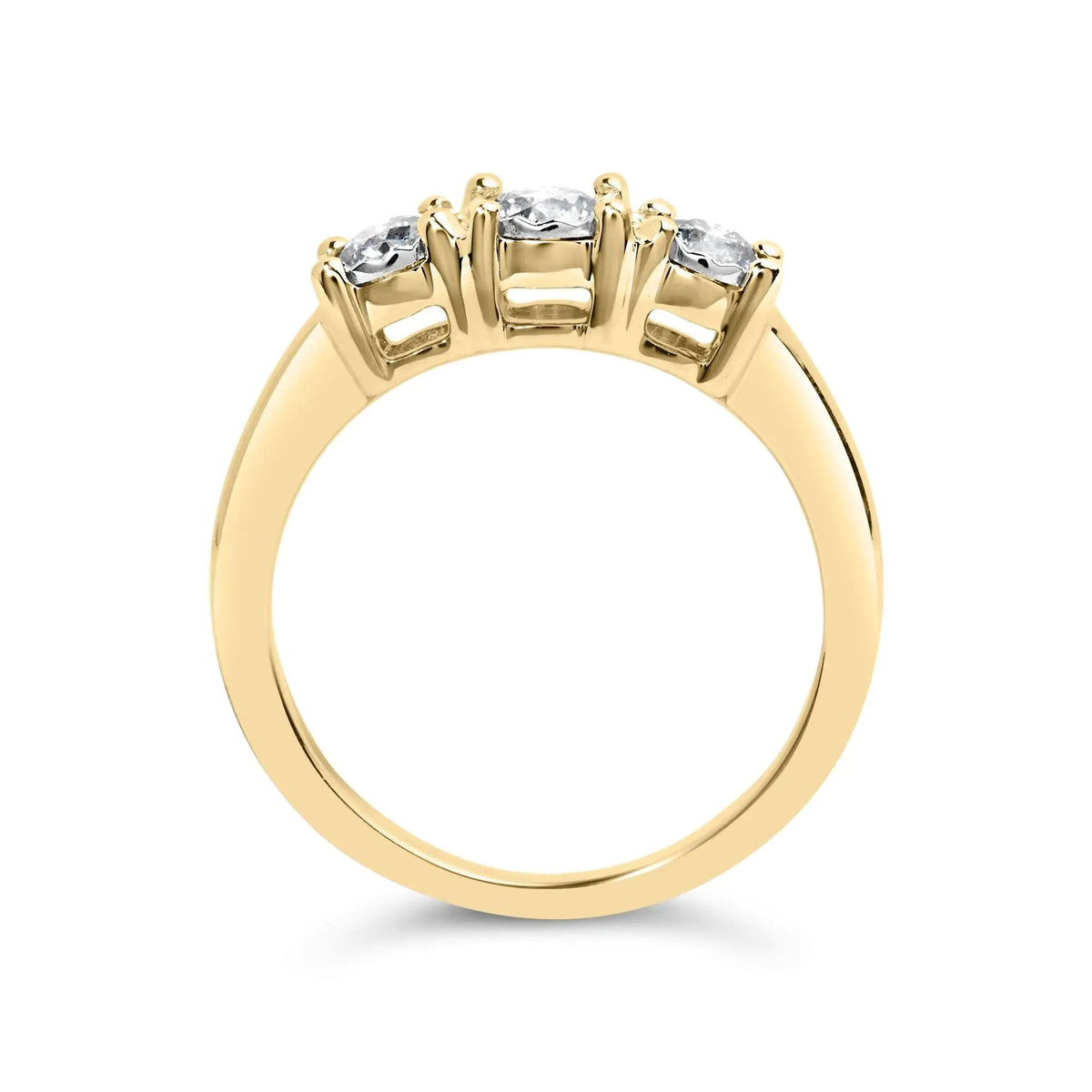 10K Yellow Gold 1/2 Cttw Miracle Set Round Diamond Three Stone Illusion Plate Ring (I - J Color, I2 - I3 Clarity) - Rieworkes