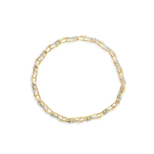 10K Yellow Gold 3.00 Cttw Round - Cut and Baguette - Cut Diamond 'XOXO' Floral Design 7.50" Bracelet (J - K Color, I1 - I2 Clarity) - Rieworkes