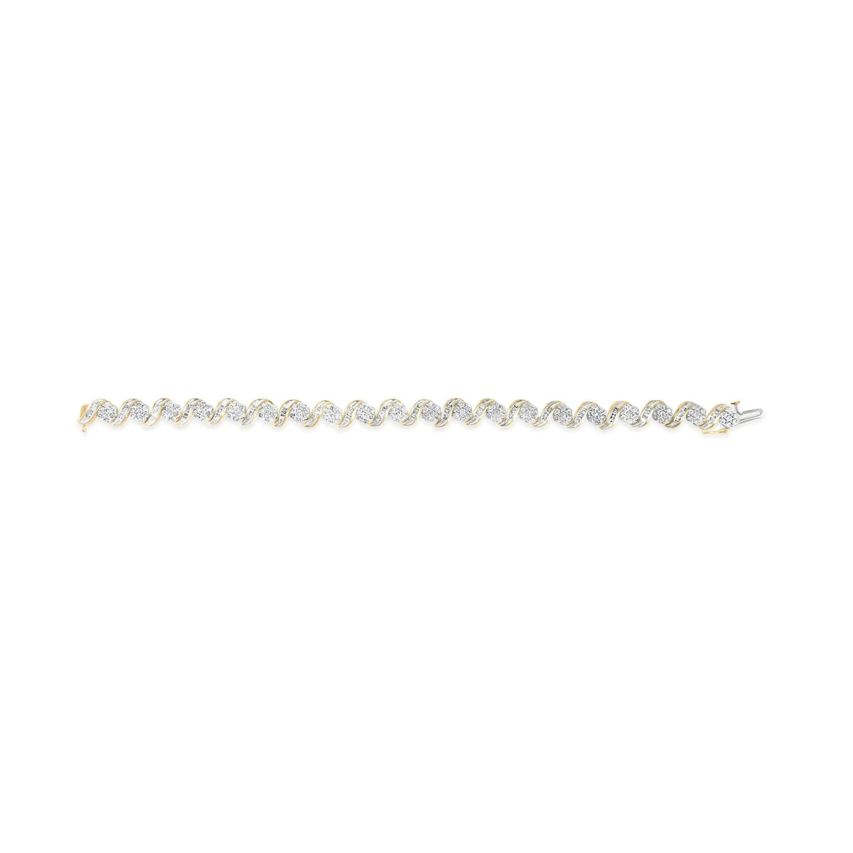10K Yellow Gold 4.00 Cttw Diamond Floral Design Spiral Link 7.50&quot; Bracelet (I - J Color, I2 - I3 Clarity) - Rieworkes