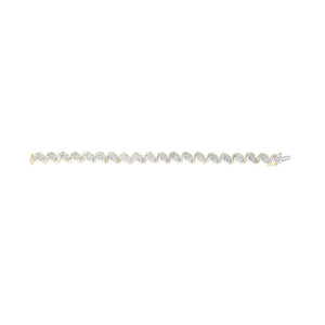 10K Yellow Gold 4.00 Cttw Diamond Floral Design Spiral Link 7.50" Bracelet (I - J Color, I2 - I3 Clarity) - Rieworkes