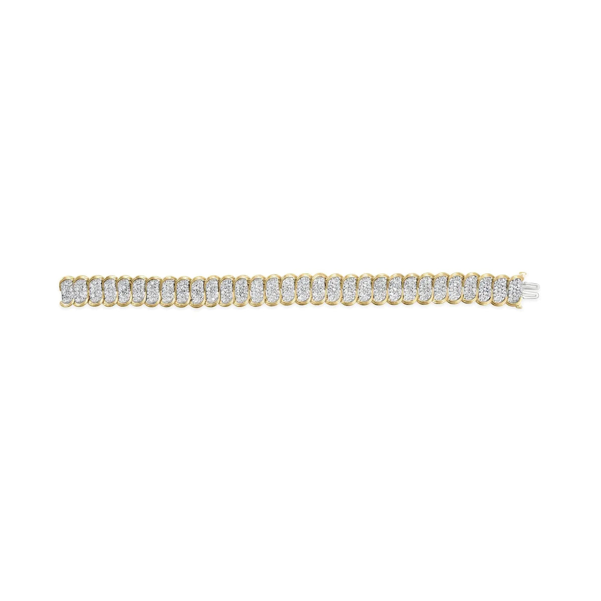 10k Yellow Gold 5.00 Cttw Diamond Oval Banded Link Bracelet (I - J Color, I1 - I2 Clarity) - 7&quot; Inches - Rieworkes