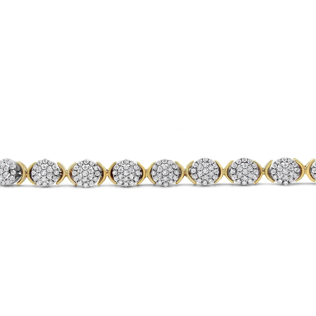 10k Yellow Gold Plated .925 Sterling Silver 5.00 Cttw Lab Grown Round Diamond Cluster Tennis Link Bracelet (G - H Color, VS1 - VS2 Clarity) - 7.25&quot; - Rieworkes
