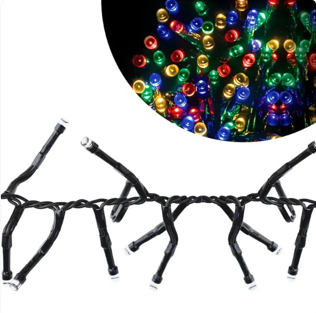 10M LED String Lights with 100 Flashing Bulbs &amp; Black Wire - Rieworkes