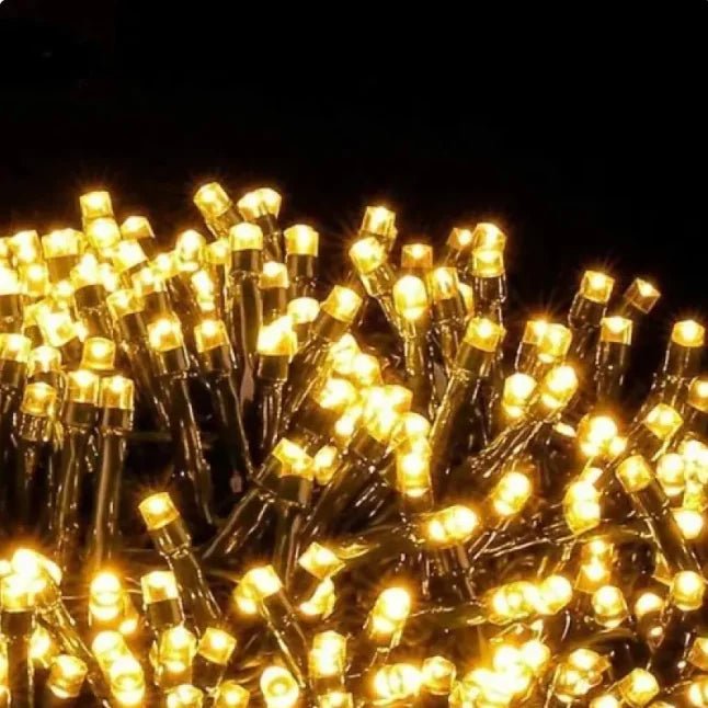 10M LED String Lights with 100 Flashing Bulbs &amp; Black Wire - Rieworkes